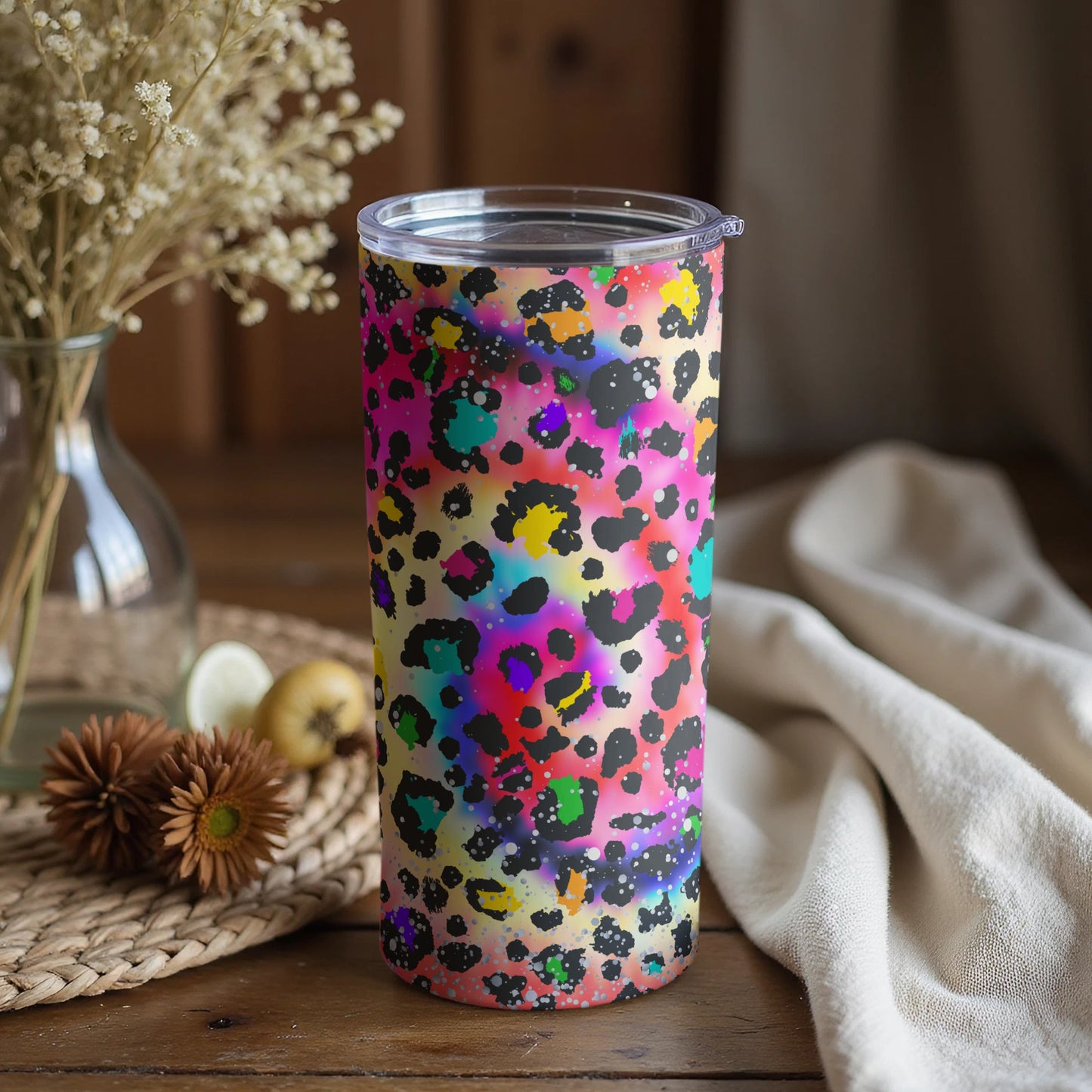 Vibrant Leopard Print Tumbler for Beverages Product