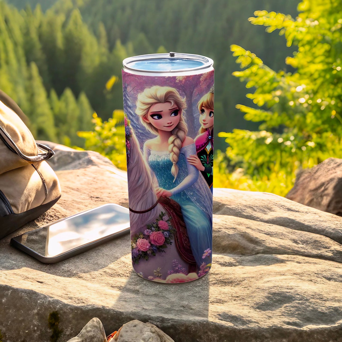 Frozen Themed Tumbler with Elsa and Anna Design