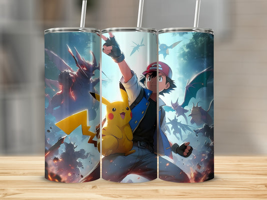 Adventure Anime Character with Pikachu Tumbler Cup