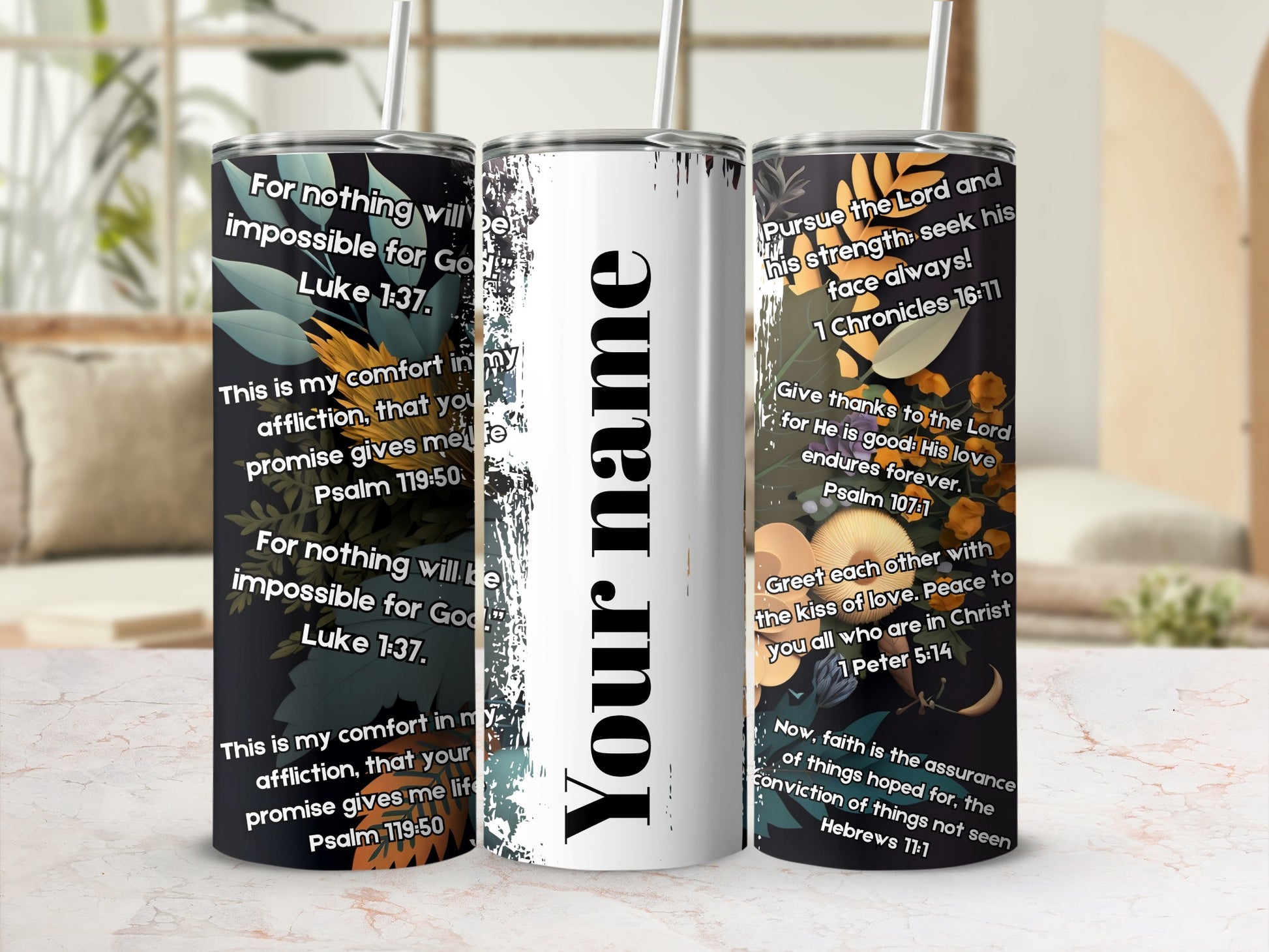 Personalized Inspirational Quotes Tumbler with Straw