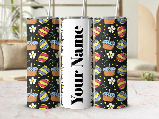 Personalized Colorful Easter Eggs and Cakes Tumbler