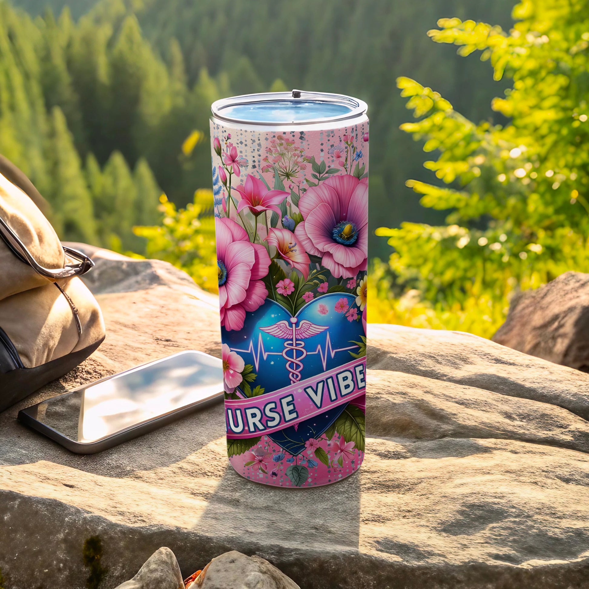 Nurse Vibes Floral Design Insulated Travel Tumbler