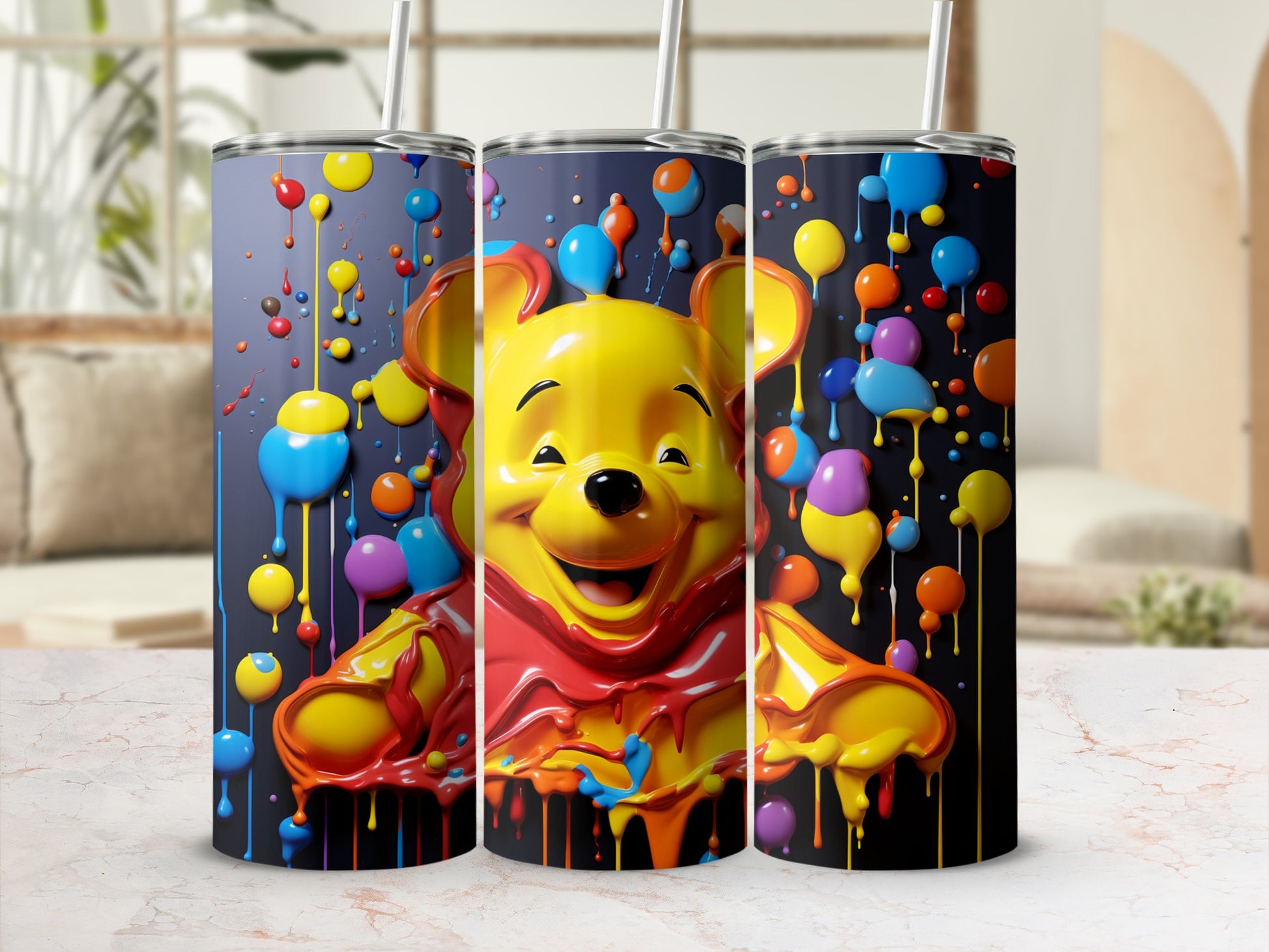 Colorful Cartoon Character Drip Design Tumbler