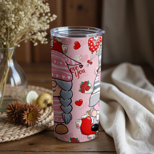 Cute Love Themed Tumbler with Gnome Design