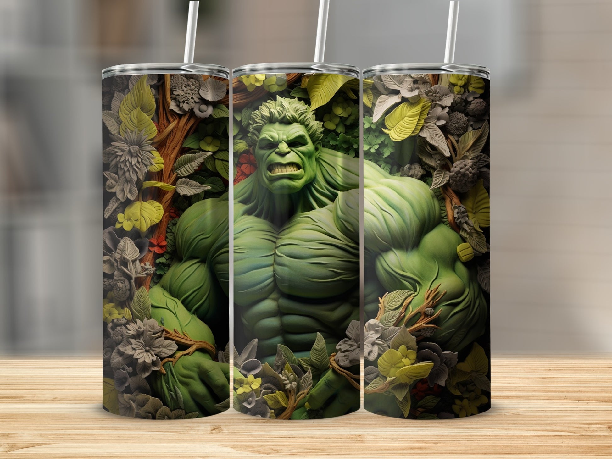 Marvel Inspired Hulk Design Tumbler Cup 24oz Flask
