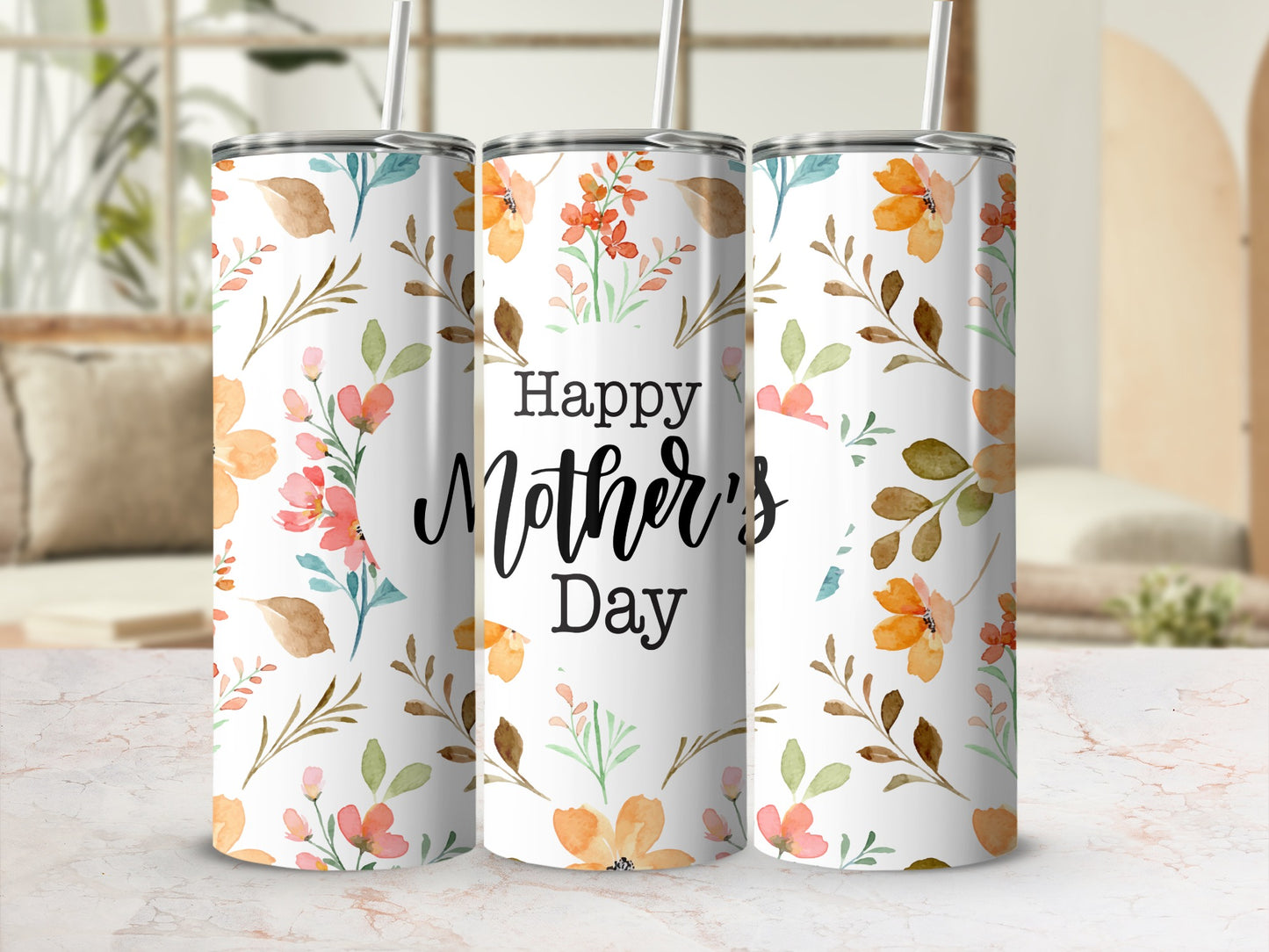 Happy Mother's Day Floral Insulated Tumbler Cup