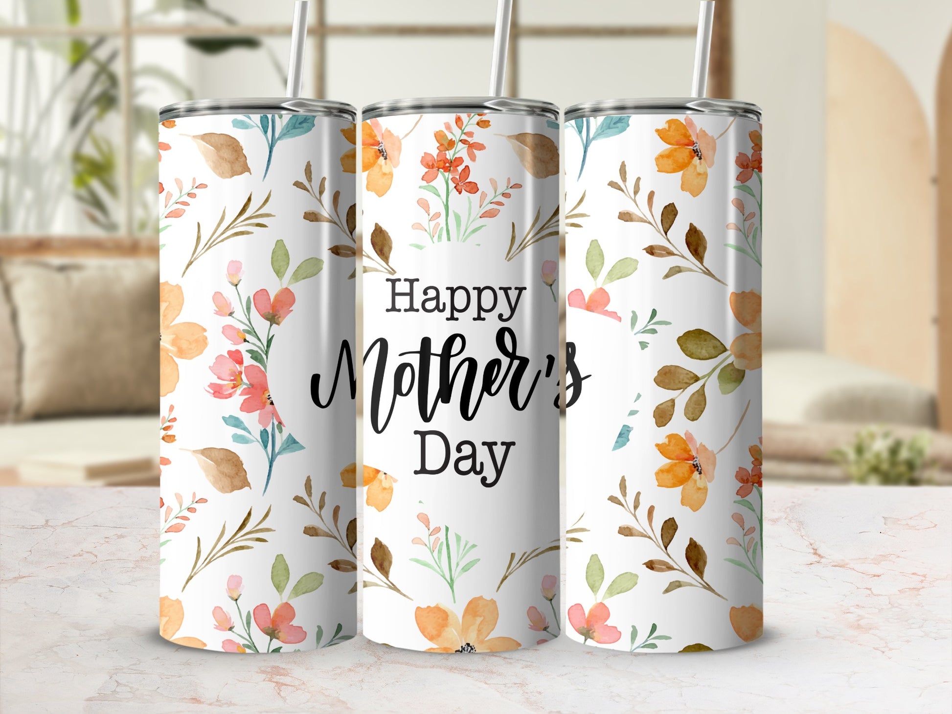 Happy Mother's Day Floral Insulated Tumbler Cup