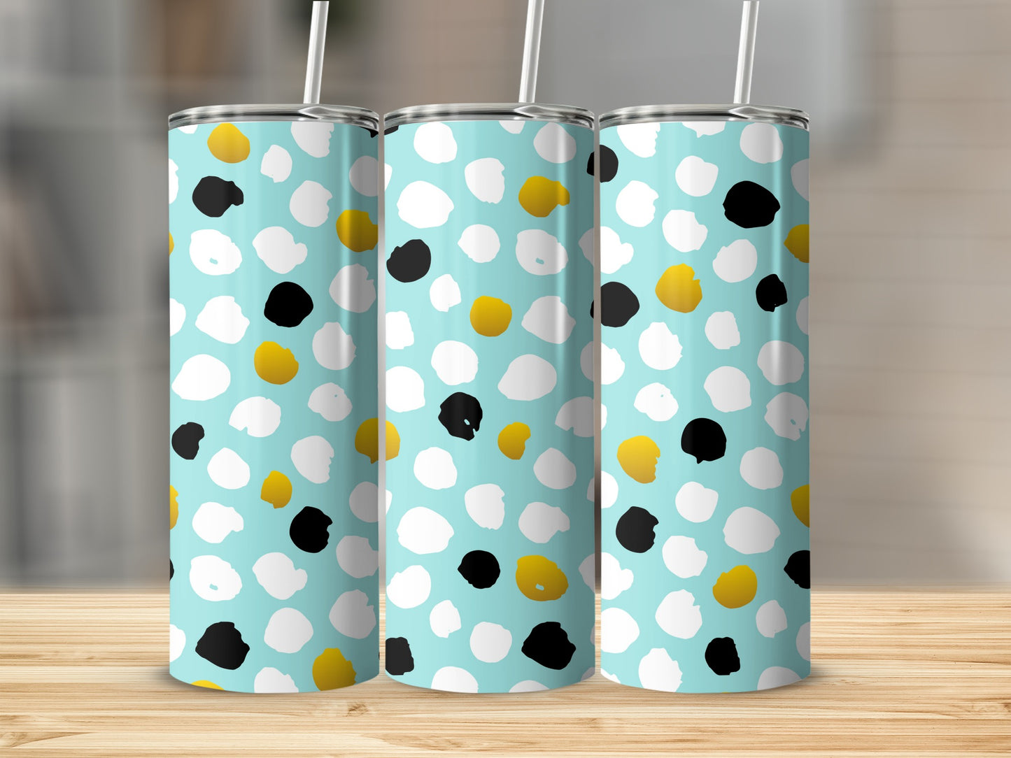 Colorful Polka Dot Design Tumbler with Straw Accessory