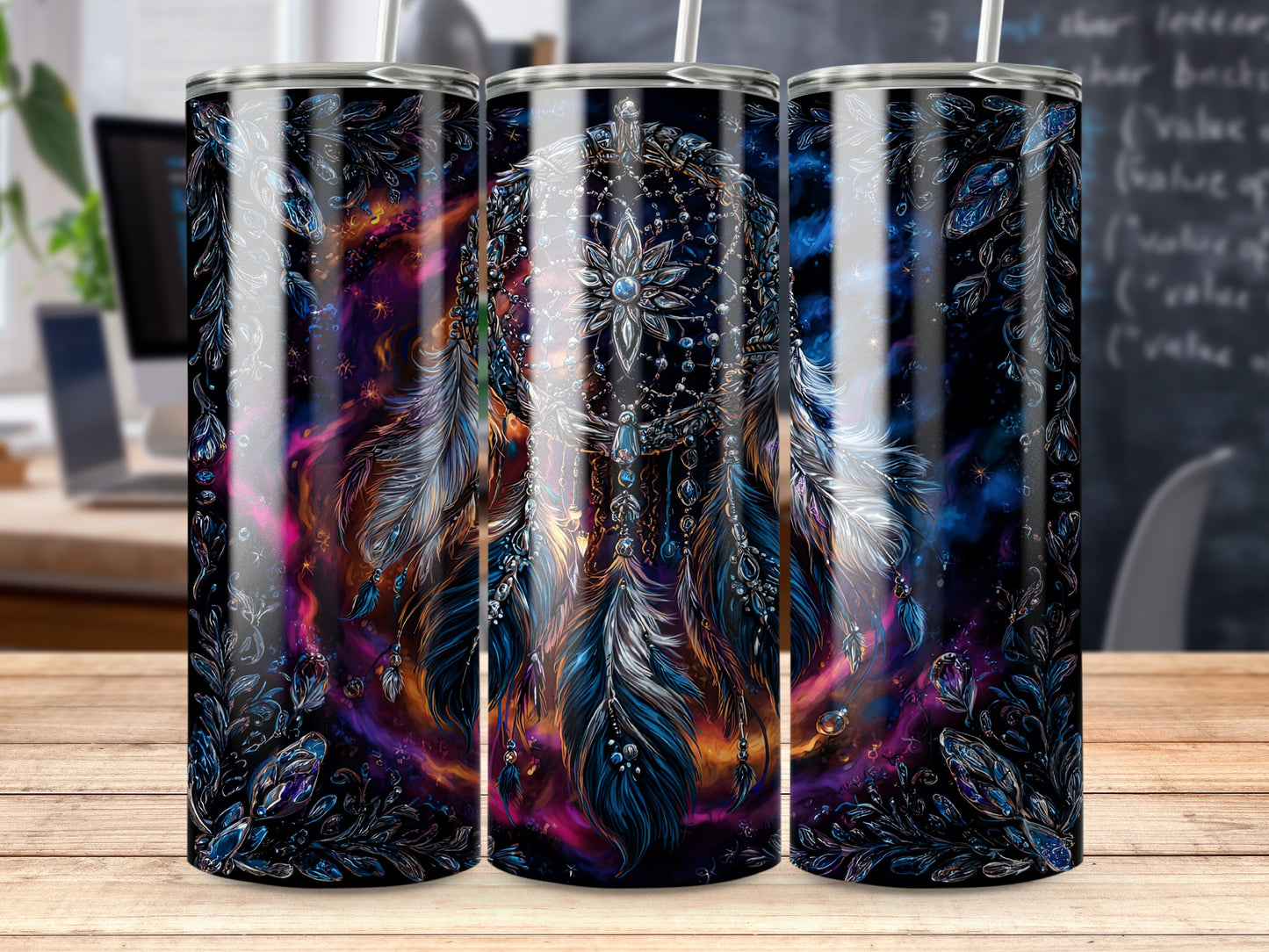 Colorful Dreamcatcher Feathers Design Tumbler Product
