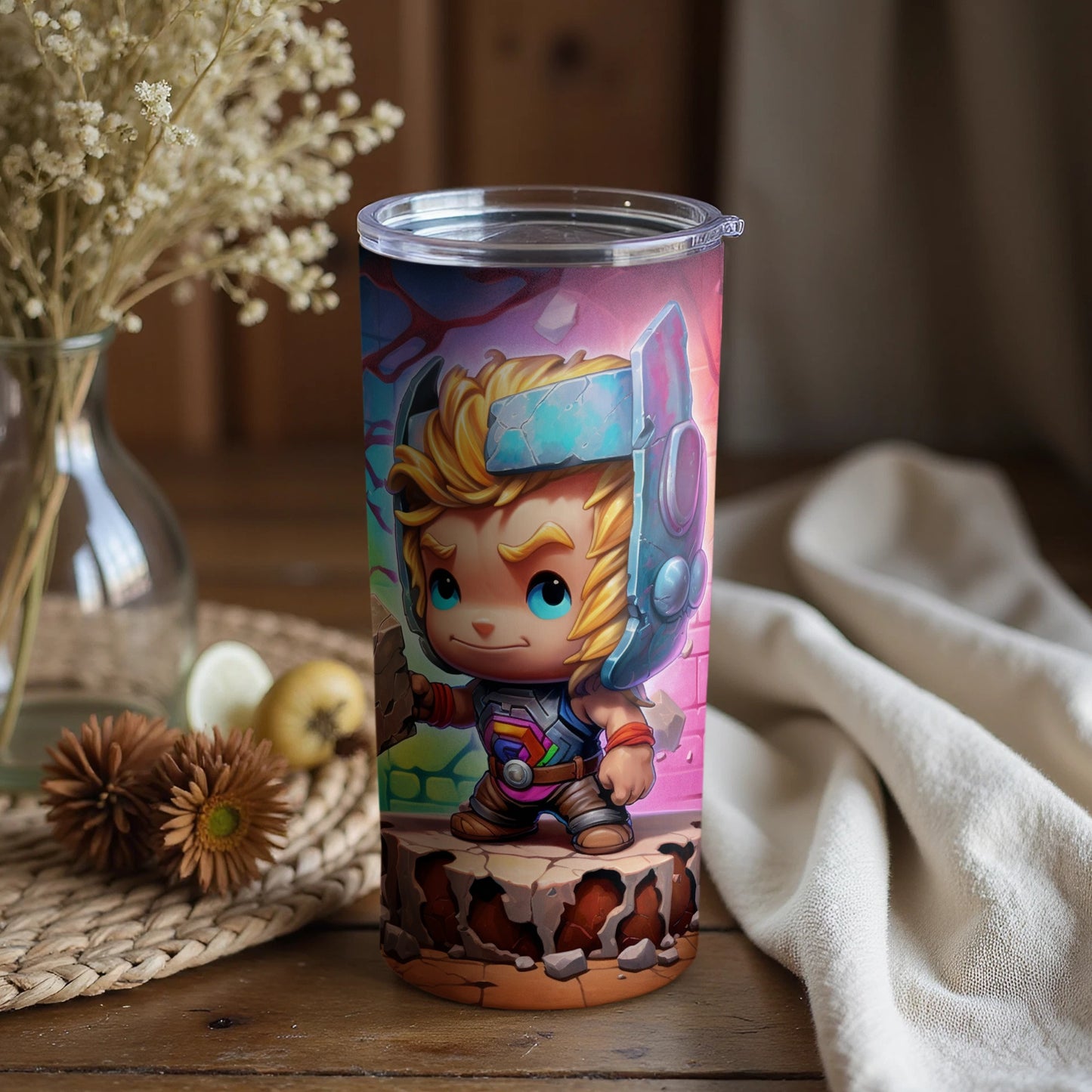 Adorable Cartoon Hero Themed Tumbler for Kids