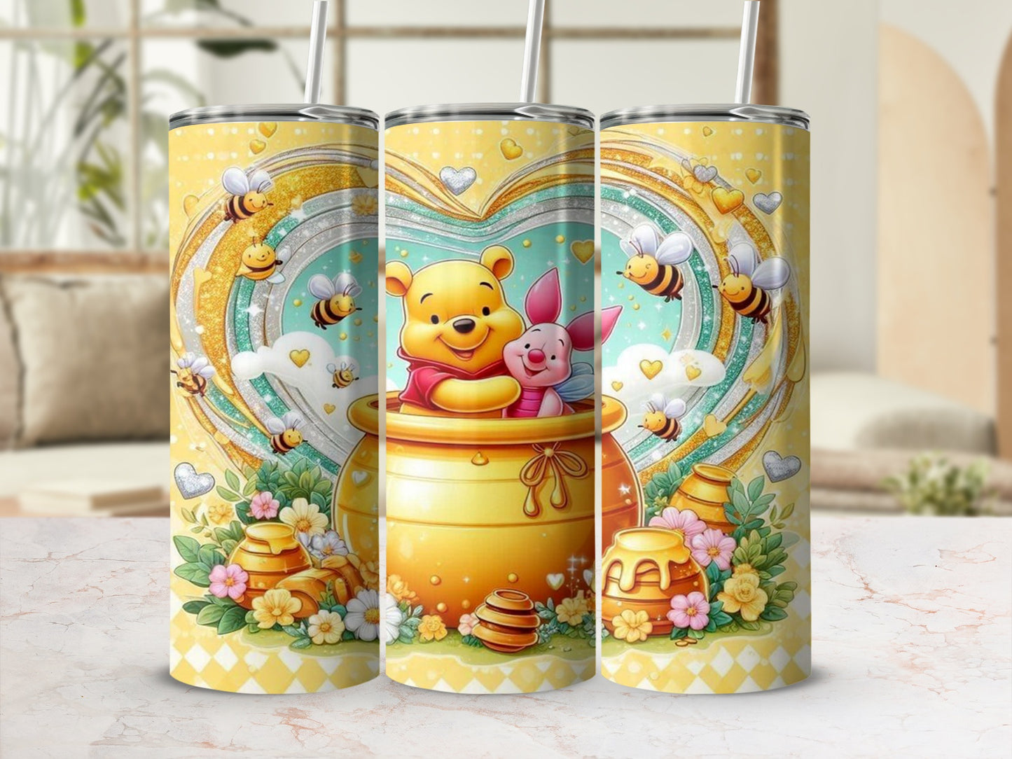 Adorable Honeybee Themed Tumbler with Favorite Characters