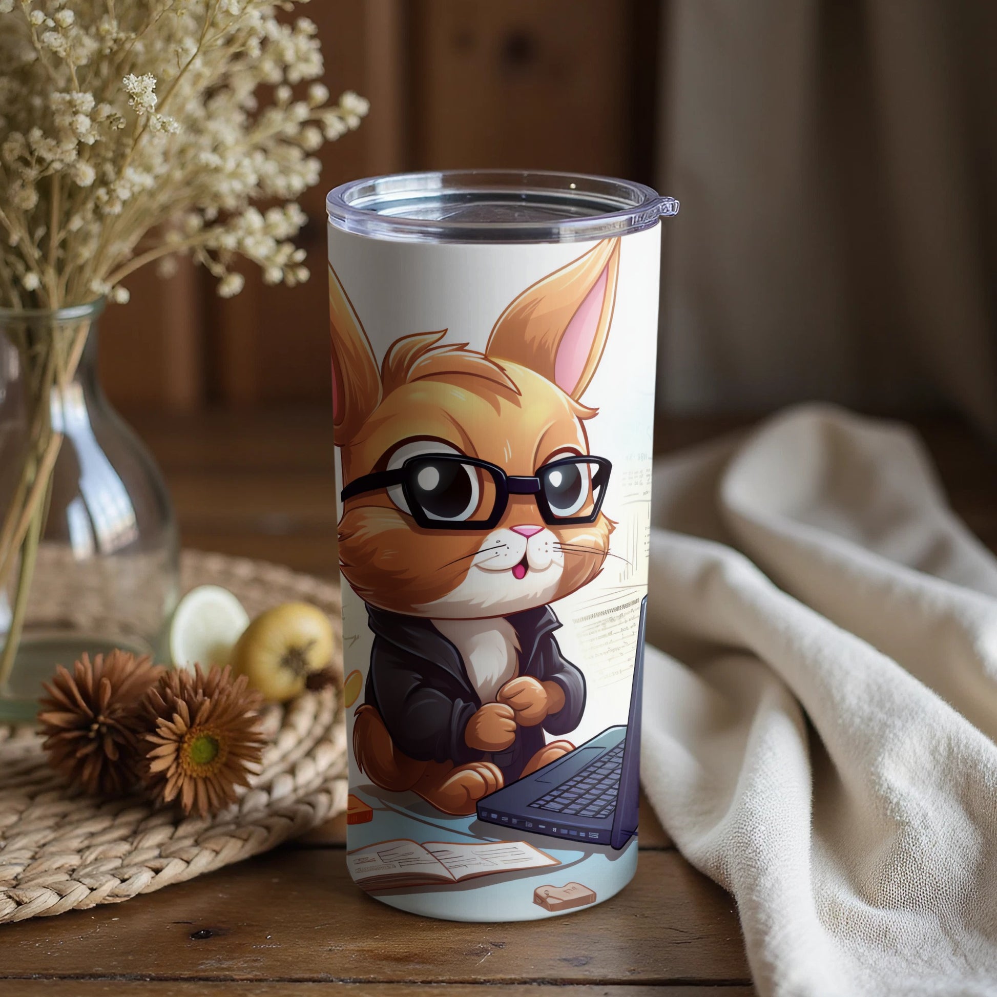 Intellectual Rabbit Glasses Laptop Desk Tumbler product type