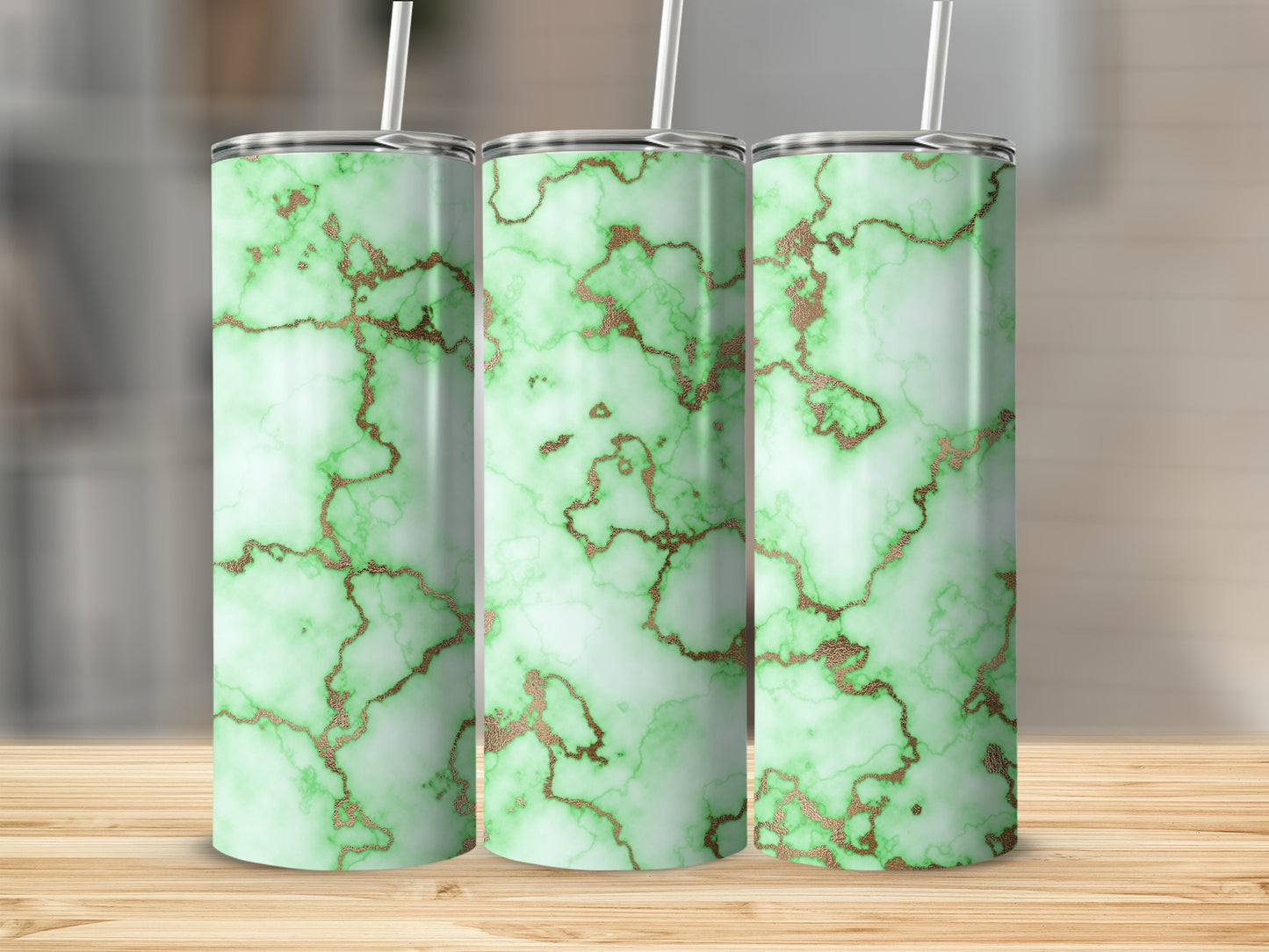 Light Green Faux Marble Gold Veins Texture Tumblers