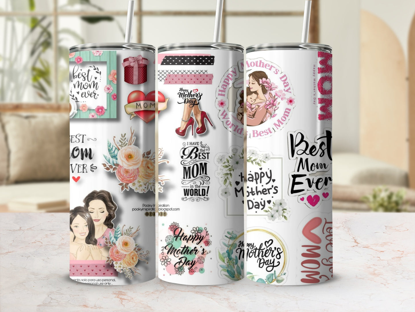 Best Mother's Day Tumbler with Happy Mom Designs