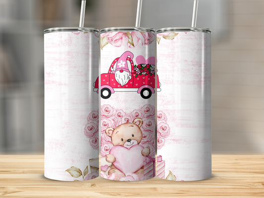 Cute Bear and Gnome in Pink Car Travel Mug Product