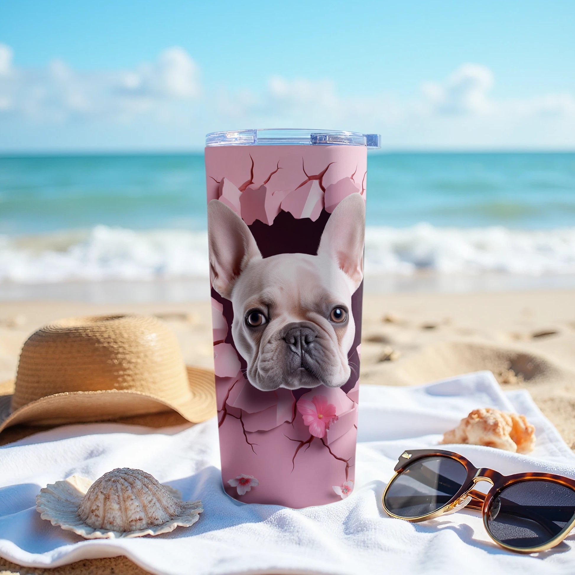 French Bulldog Pink Cracked Design Tumbler product type