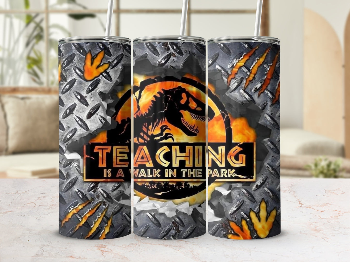 Teaching Is a Walk in the Park Dinosaur Graphic Tumblers