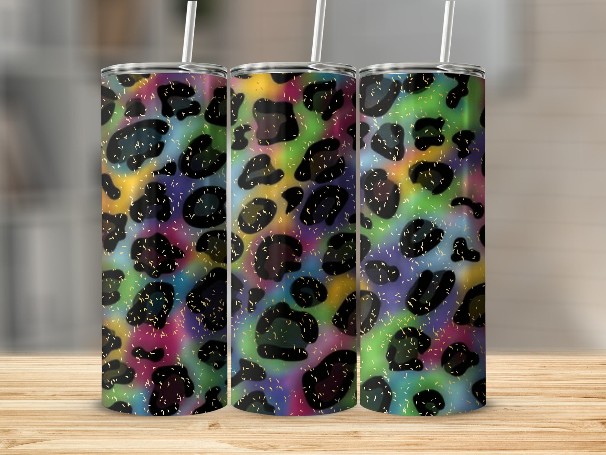 Colorful Leopard Print Insulated Tumbler Cup