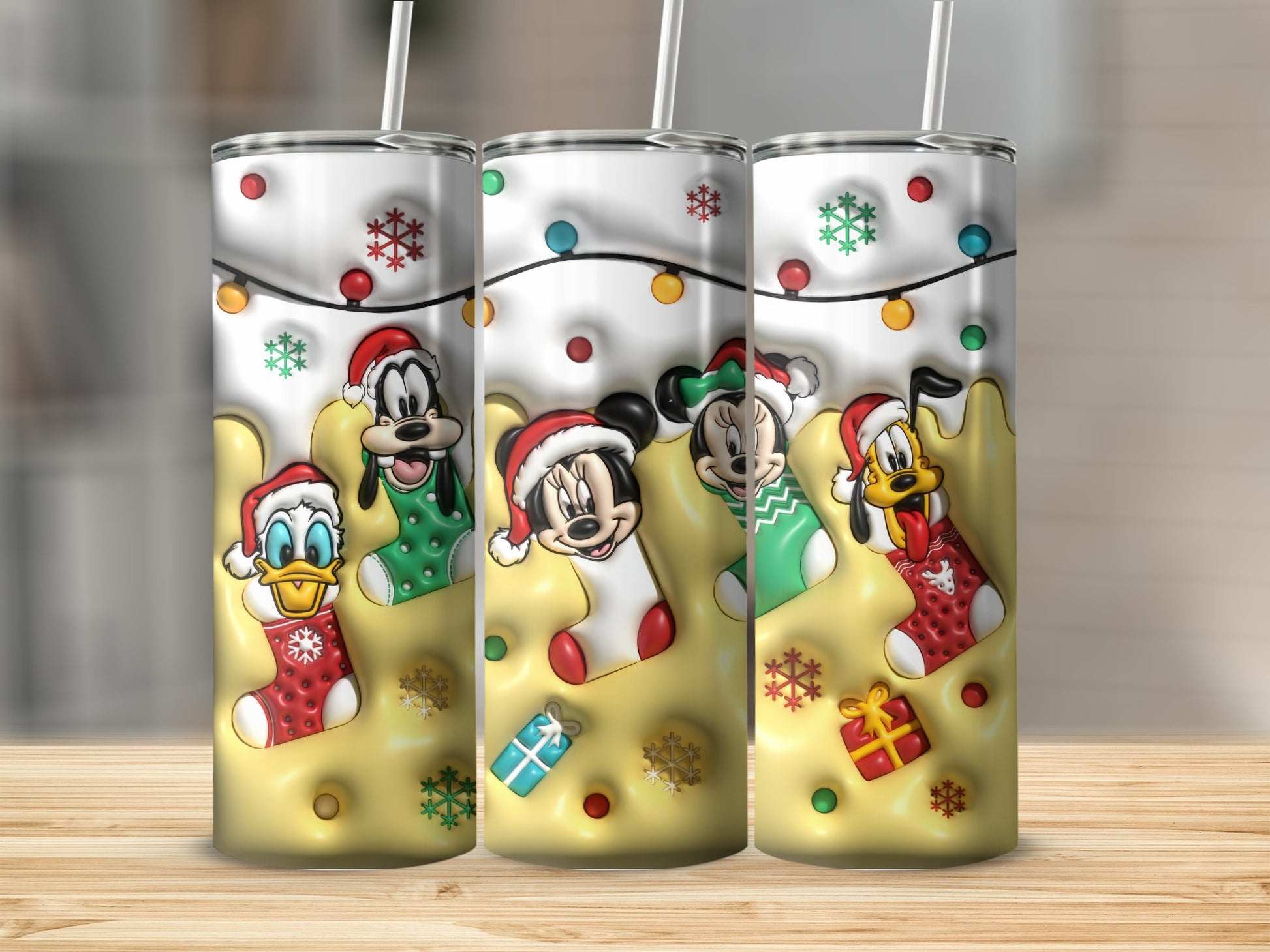 Festive Cartoon Stockings Design Insulated Tumbler
