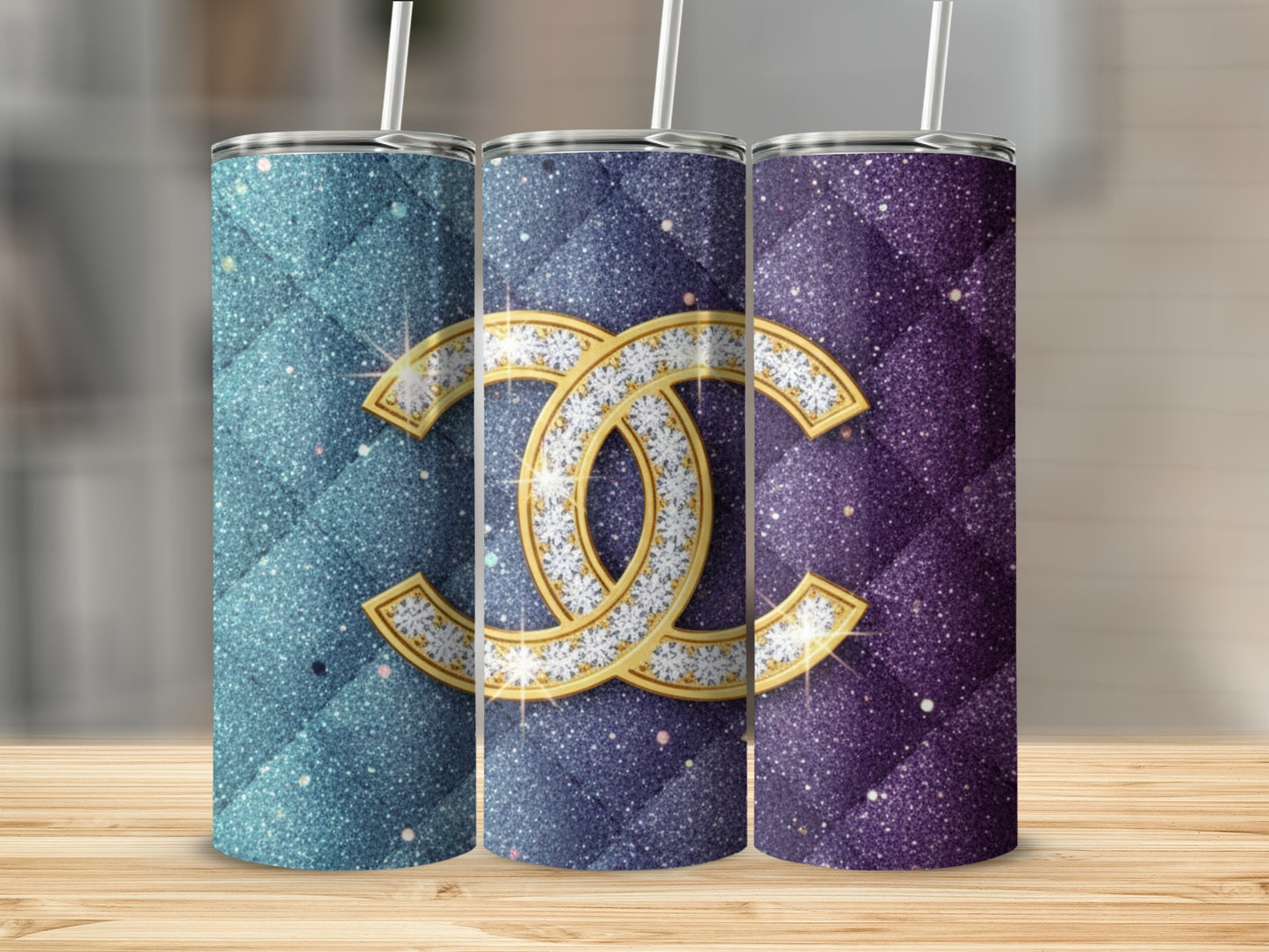 Glittery Gradient Design with Logo Tumbler Product