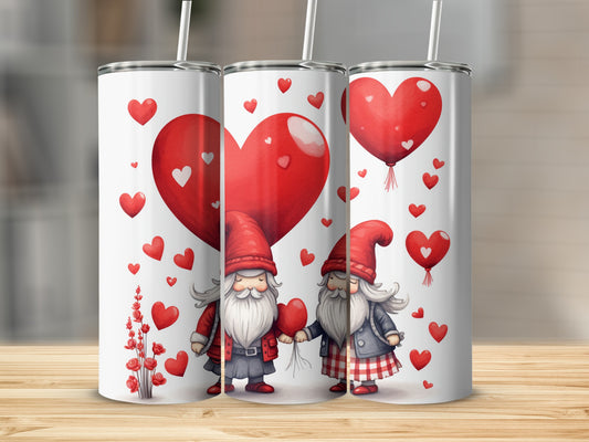 Whimsical Valentine's Day Gnomes Tumbler Design
