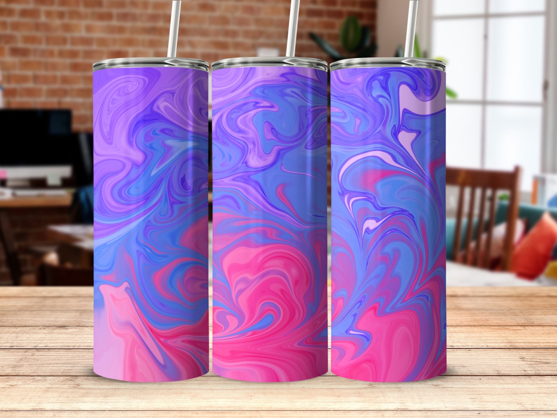 Colorful Swirl Design Tumbler for Artistic Beverage Enjoyment