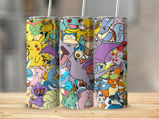 Colorful Cartoon Characters Tumbler with Straw