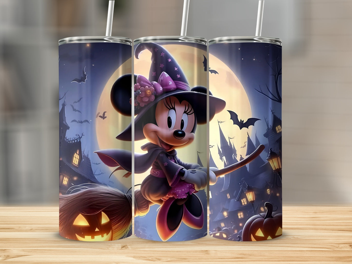 Cute Halloween Witch Themed Tumbler with Minnie Mouse