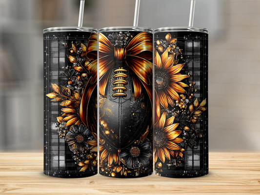 Rustic Plaid Sunflower Football Design Tumbler Product