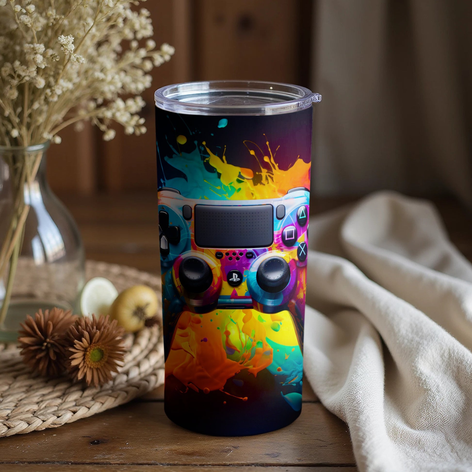 Colorful Gaming Controller Tumbler for Gamers