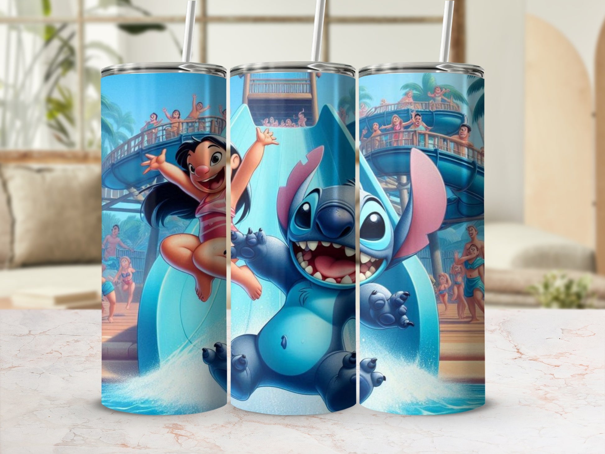 Colorful Cartoon Character Waterpark Design Tumbler