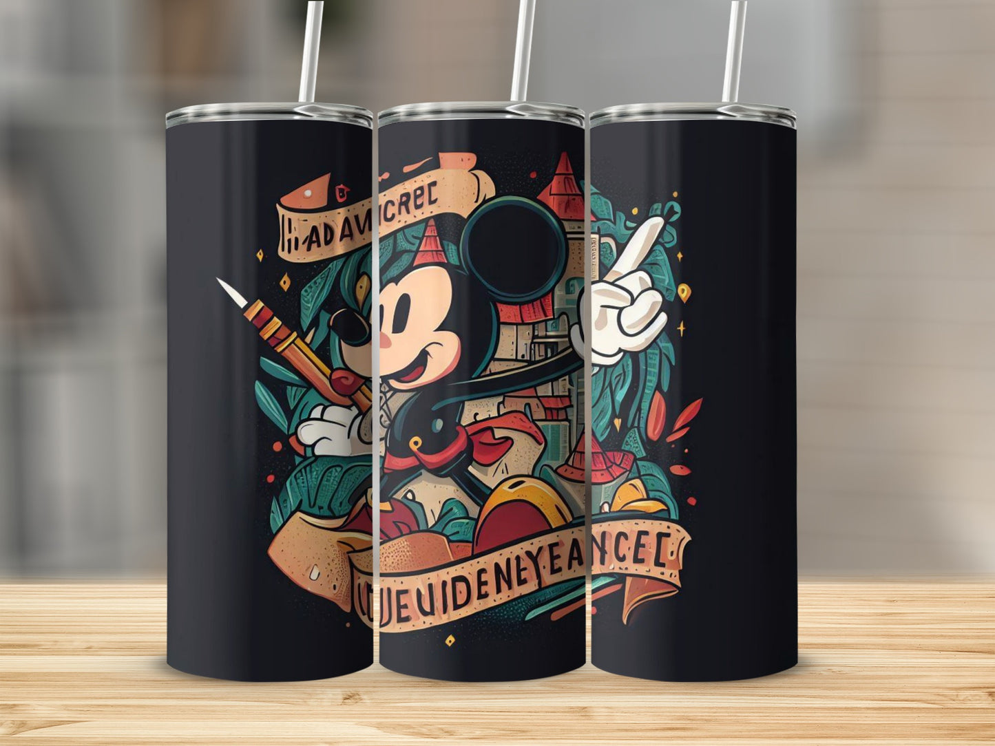 Vintage Cartoon Character Tumbler with Artistic Design