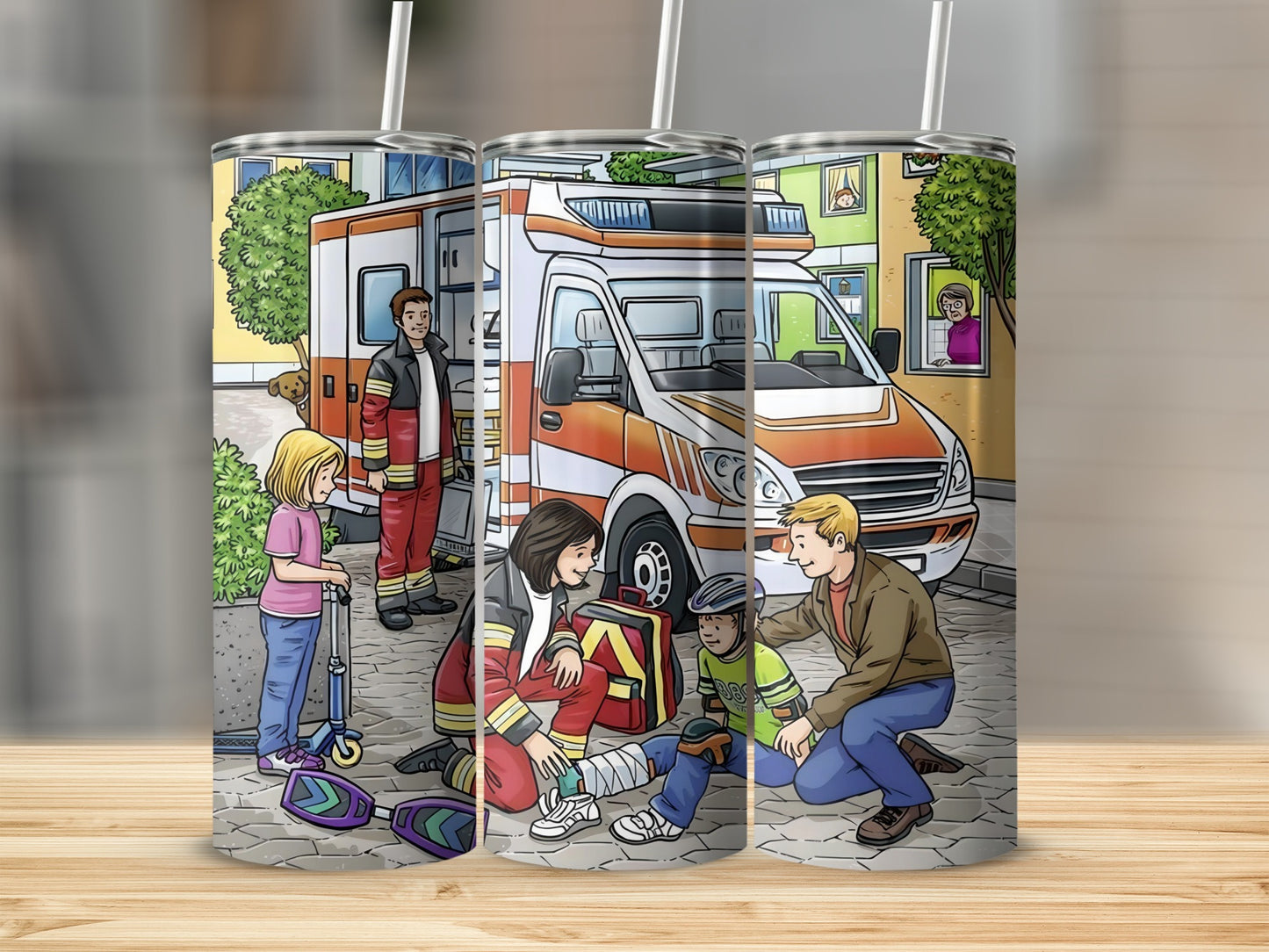 Emergency Scene with Ambulance and Heroes Tumbler