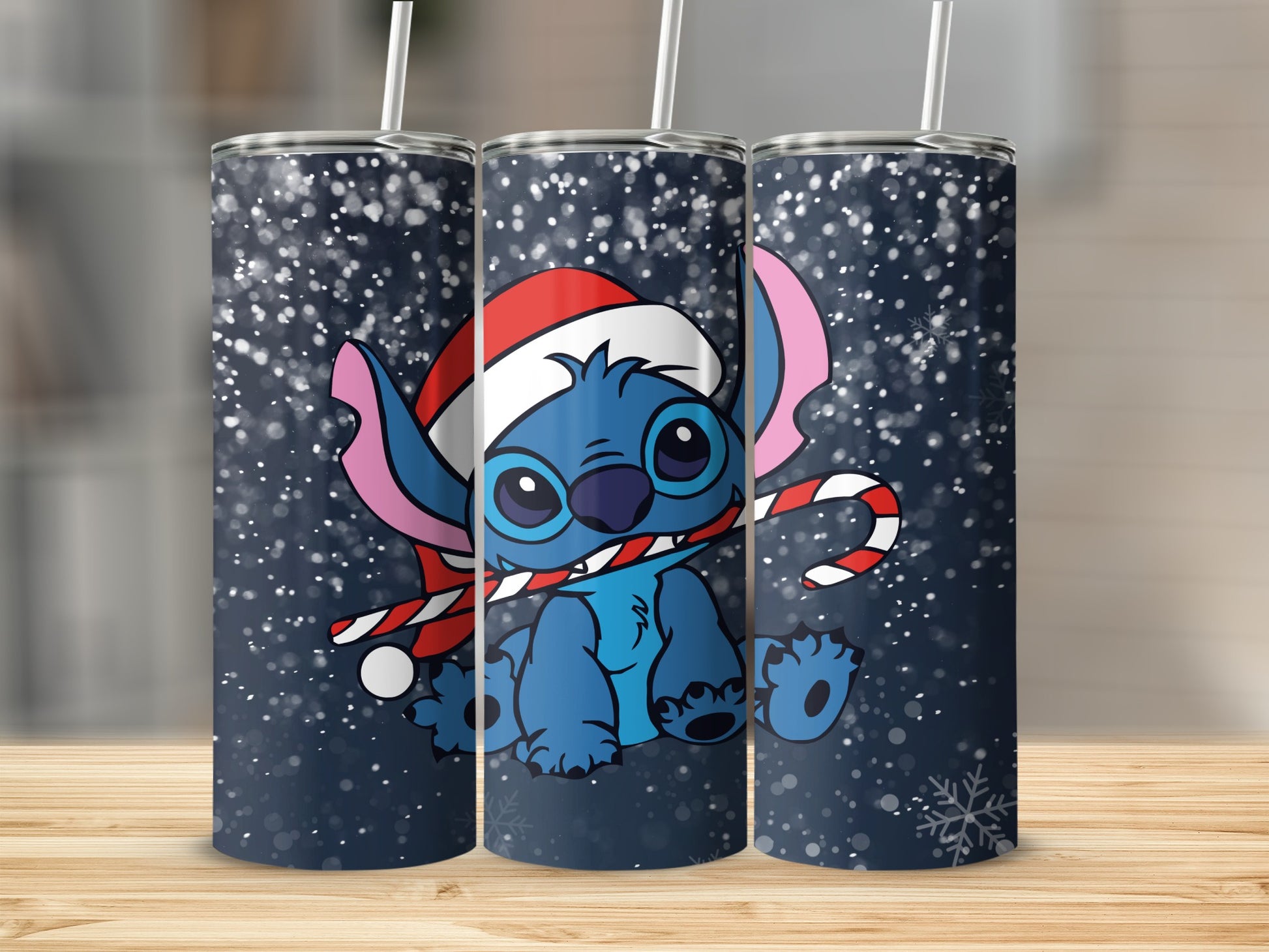 Cute Festive Character with Candy Cane Tumbler