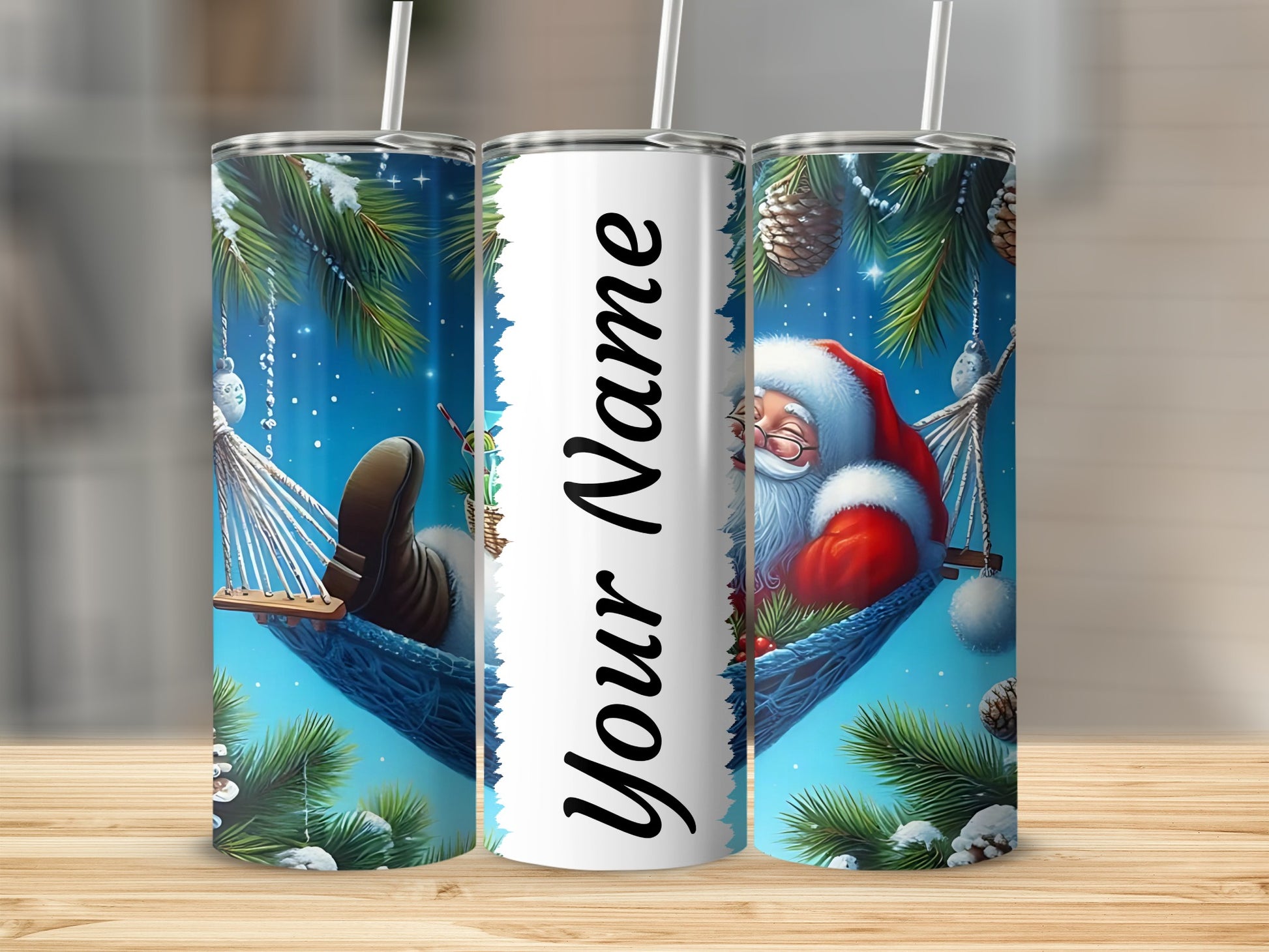 Personalized Santa Claus Design Tumbler for Holiday Fun
