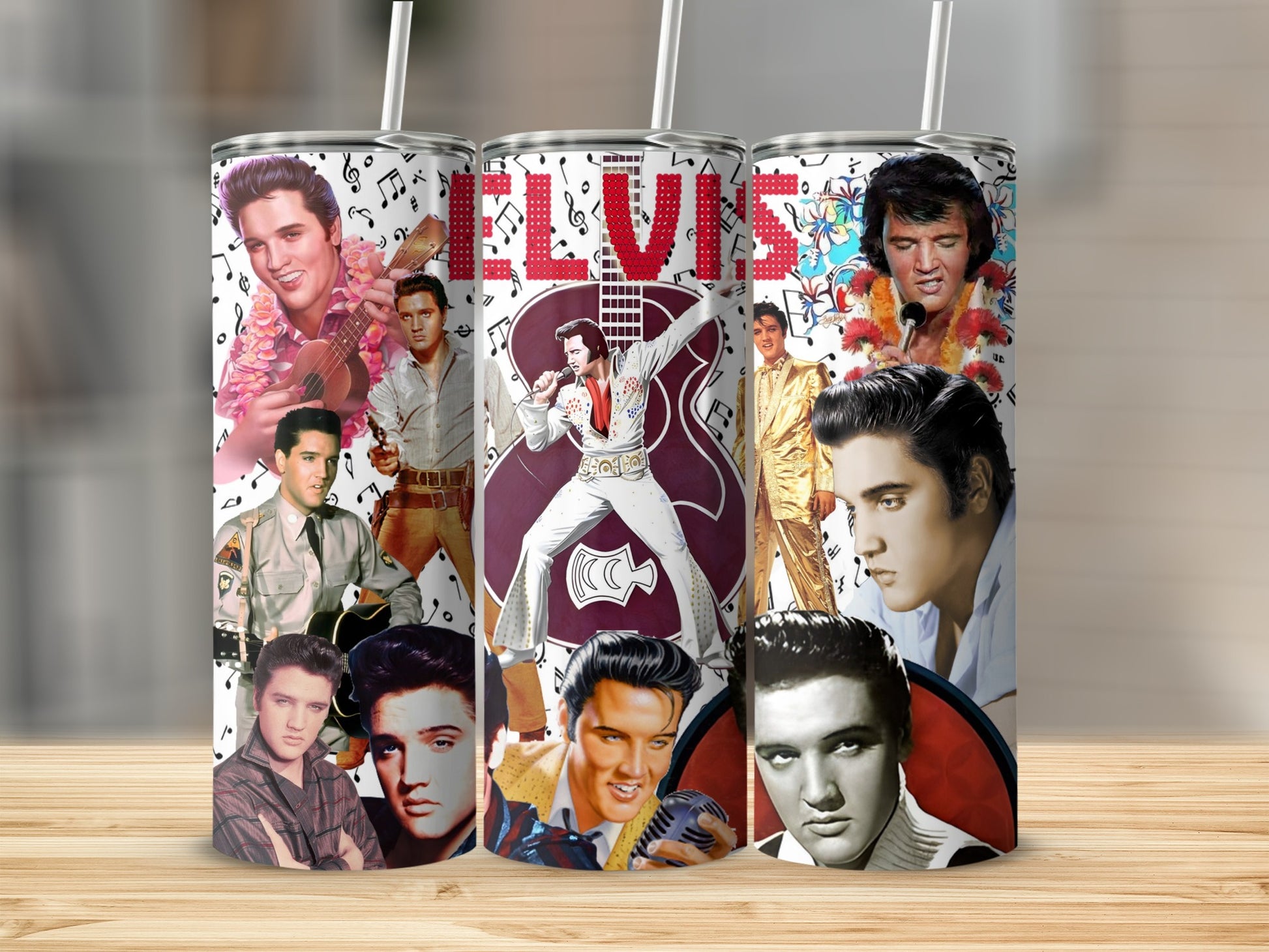 Vintage Elvis Presley Collage Design Insulated Tumbler