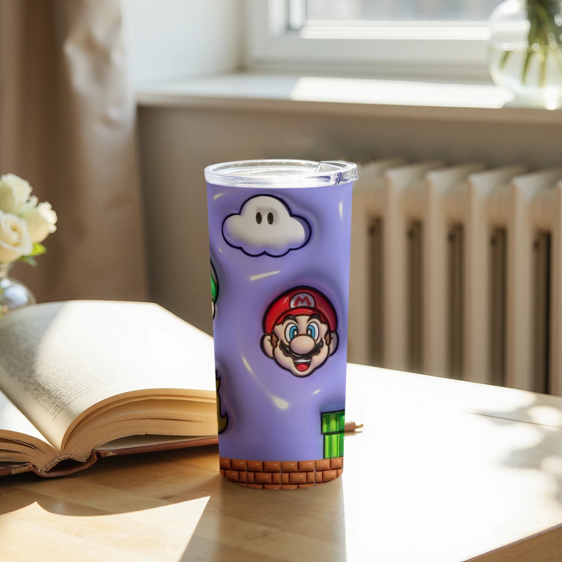 Cute Mario Cloud Themed Tumbler for Gaming Fans