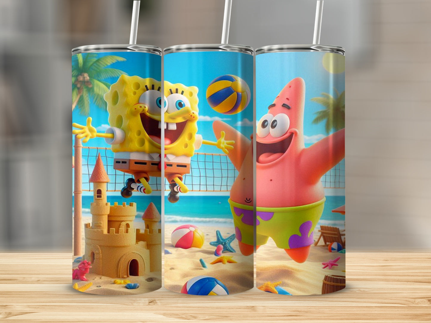 SpongeBob and Patrick Beach Volleyball tumbler