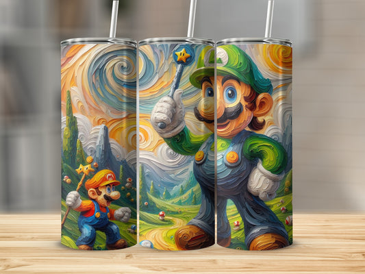 Colorful Mario and Luigi Artwork Tumbler Product