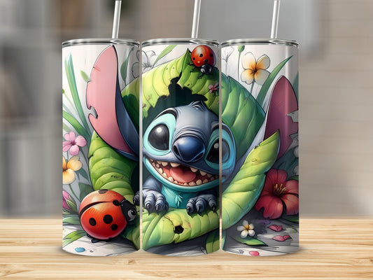 Adorable Cartoon Character Floral Design Tumbler