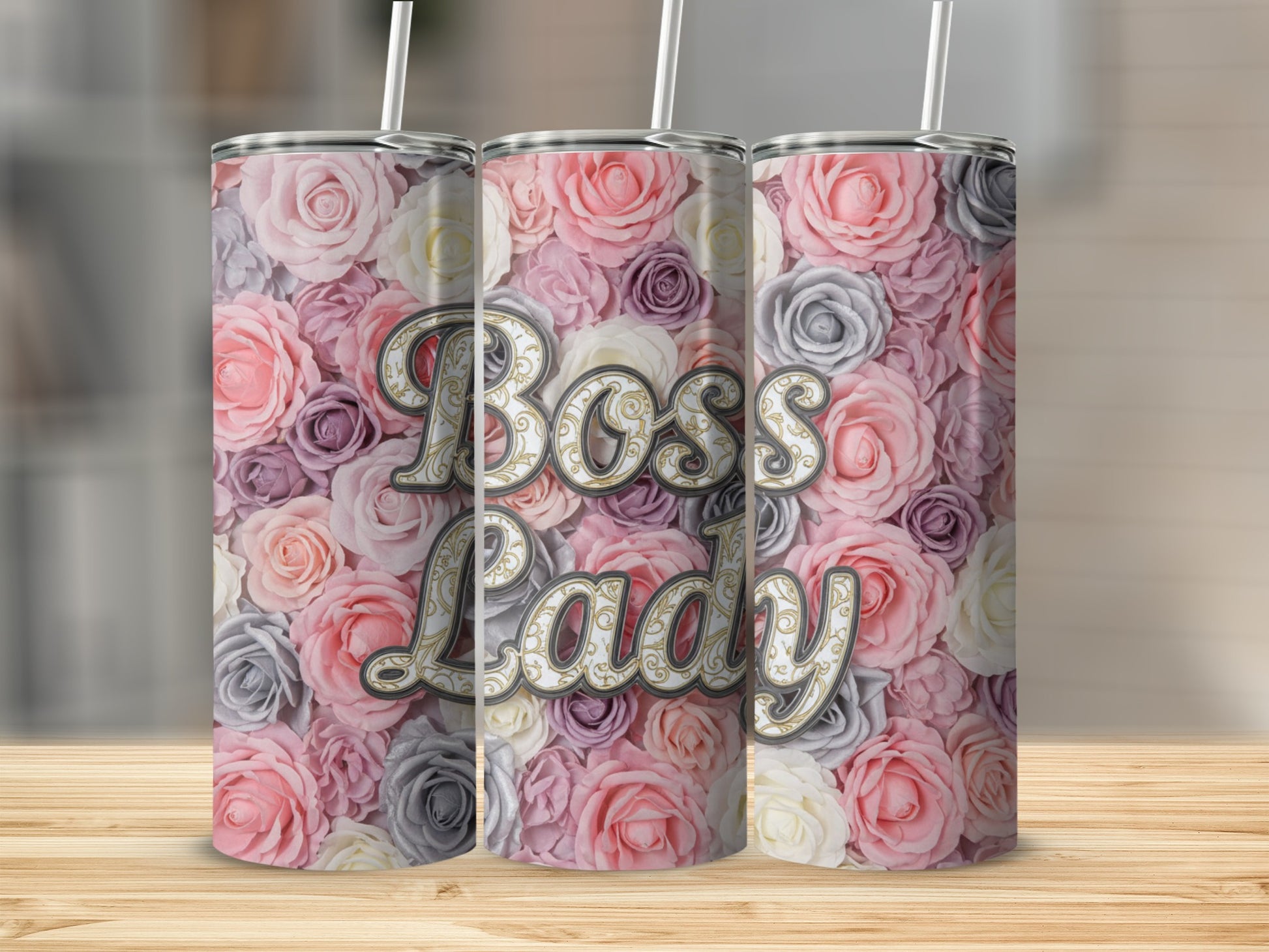 Stylish Floral Boss Lady Text Insulated Tumbler