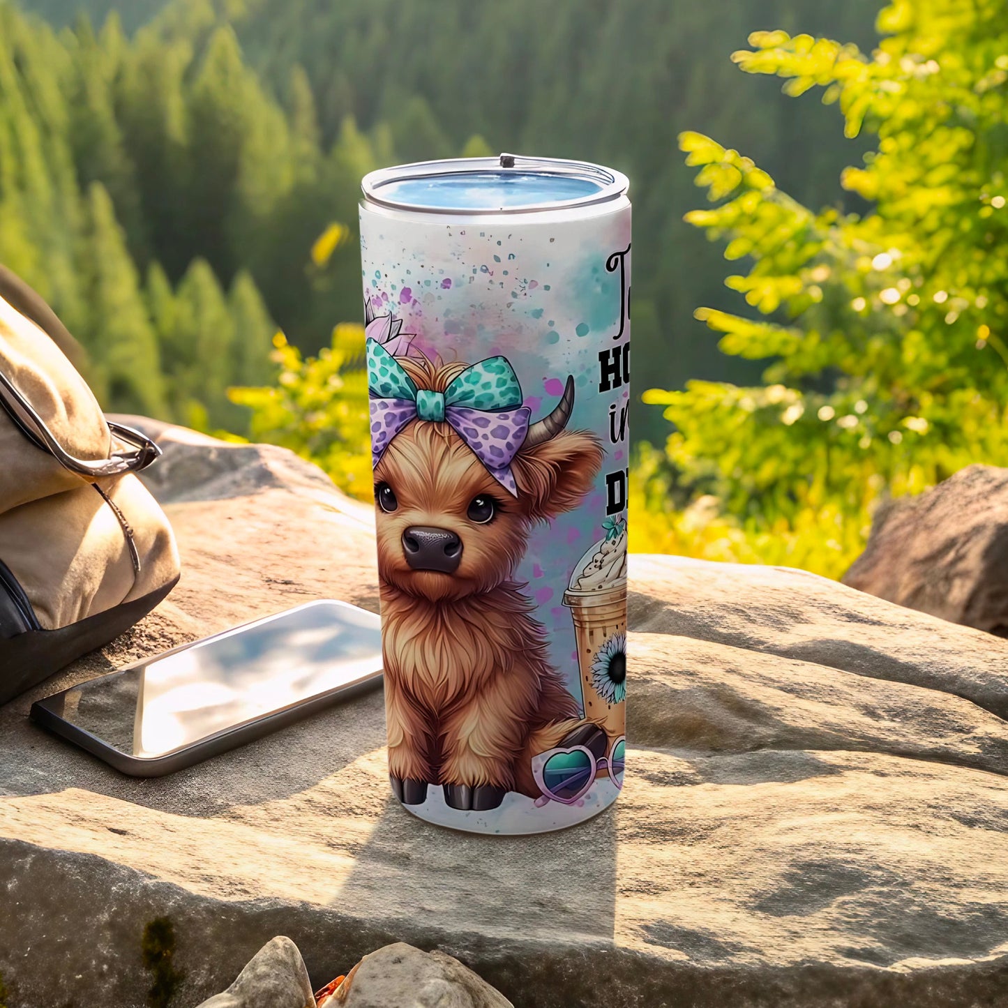 Adorable Dog with Bow and Drink Tumbler Cup Design
