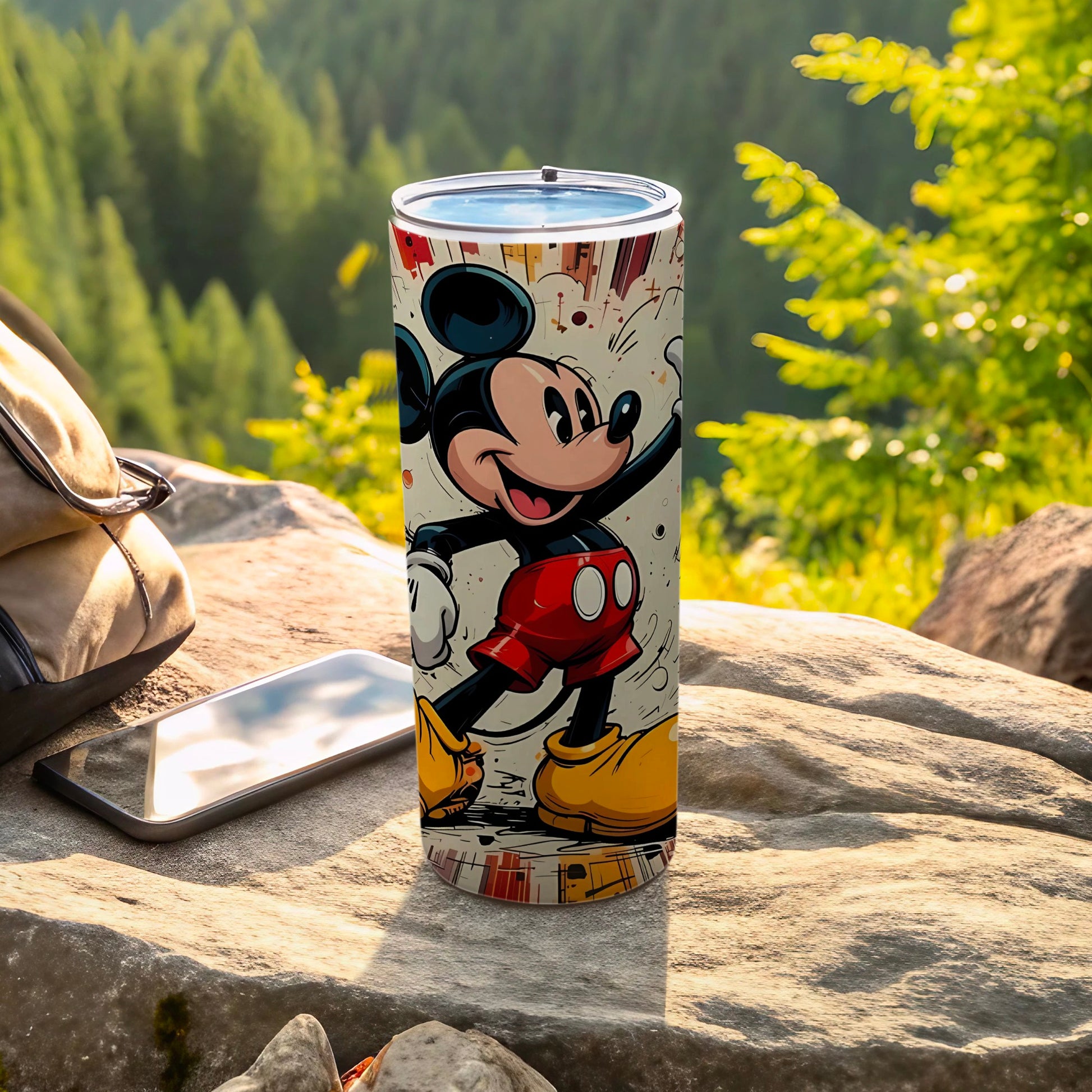 Mickey Mouse Tumbler with Colorful Background Design