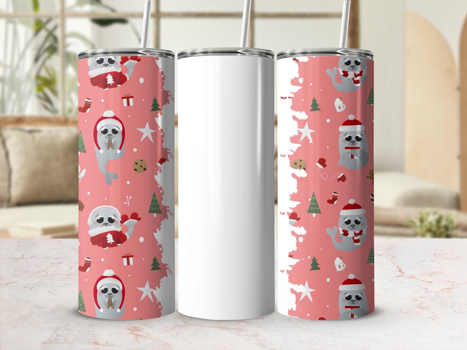 Adorable Christmas Sloth Design Tumbler Cup