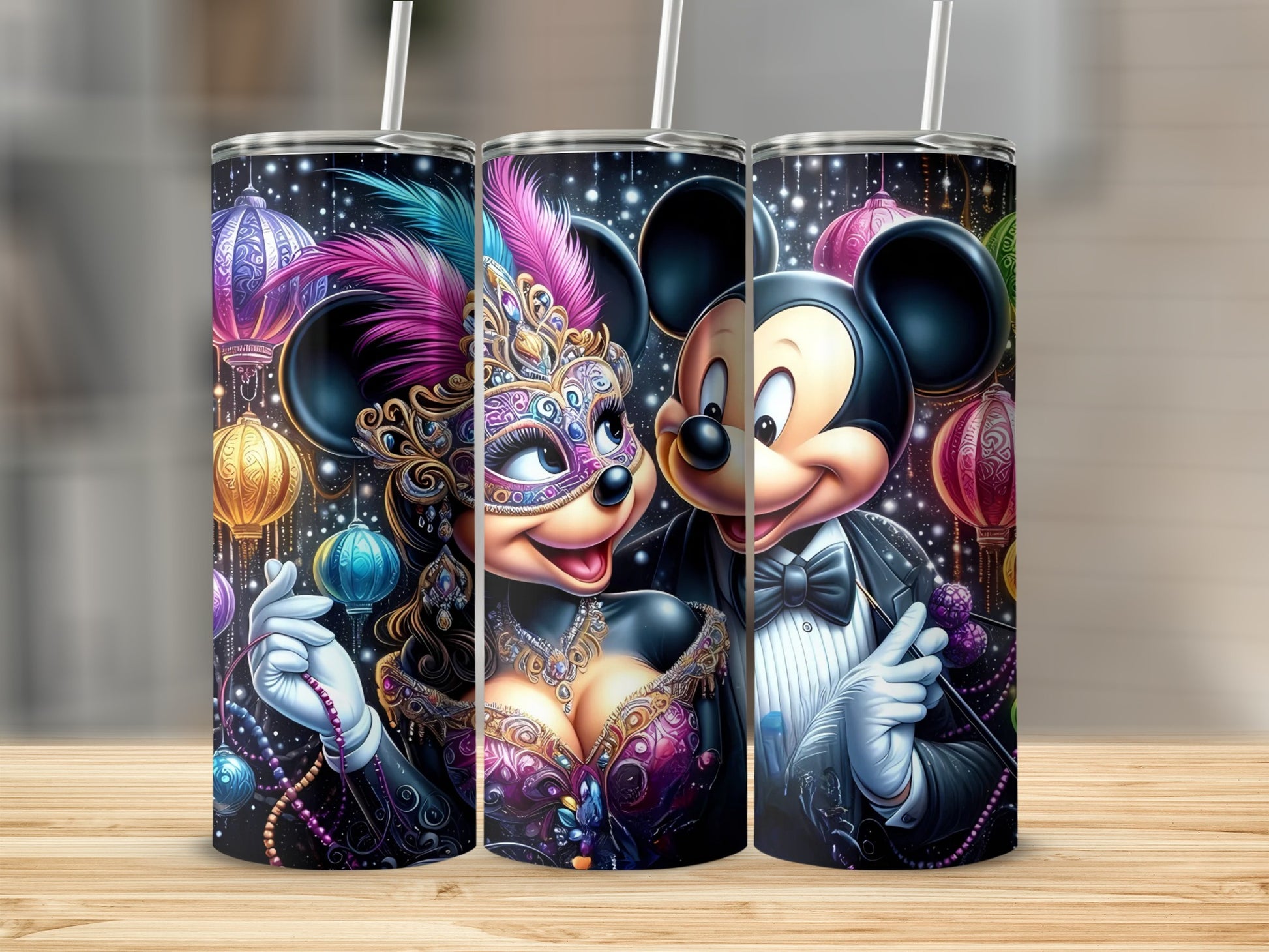 Colorful Masked Cartoon Characters Night Theme Tumbler