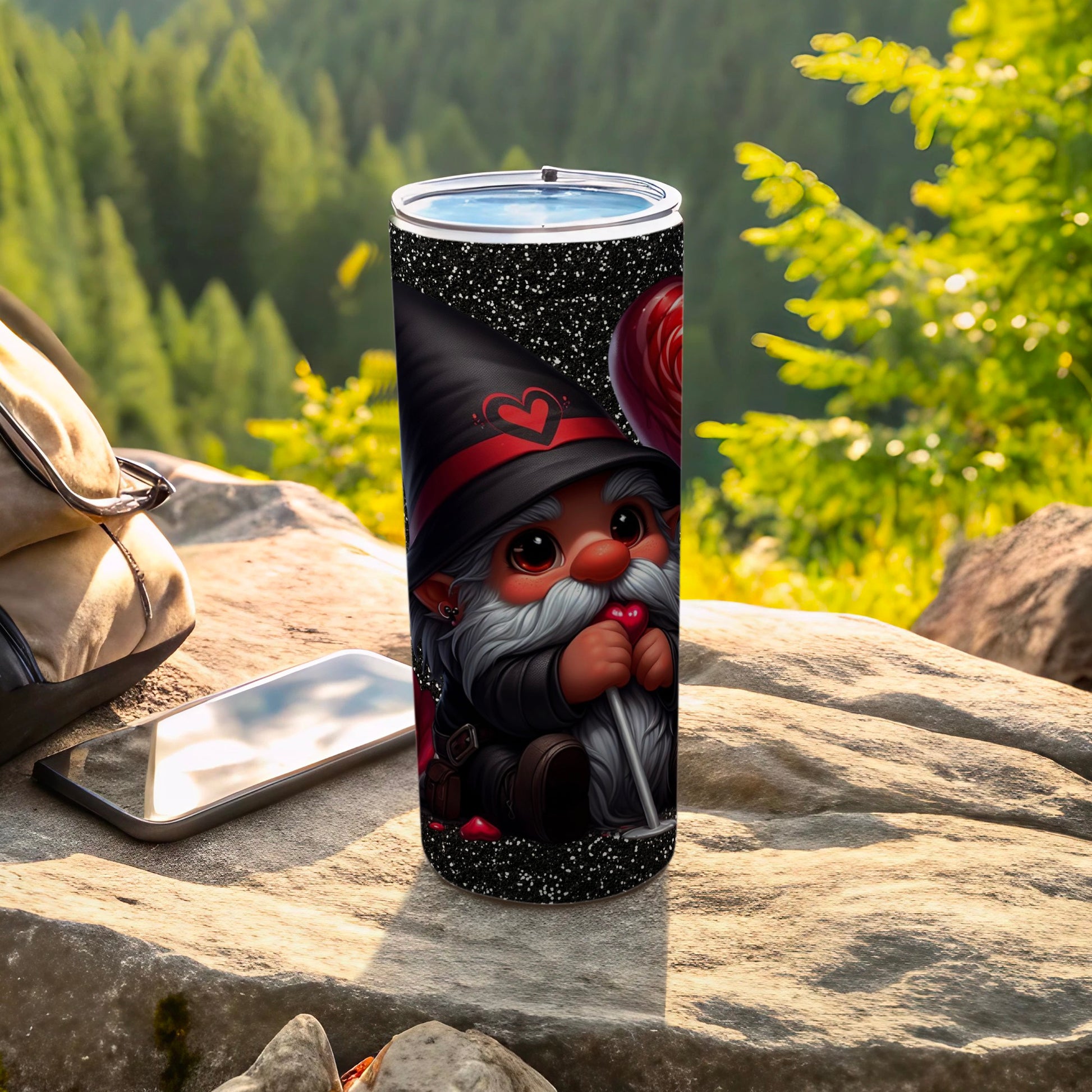 Cute Gnome Tumbler with Heart Design Insulated Cup