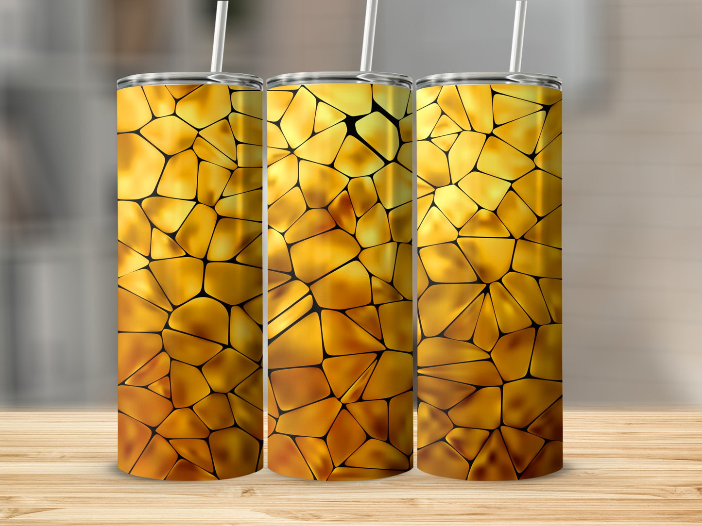 Abstract Golden Irregular Geometric Pattern Tumbler product type