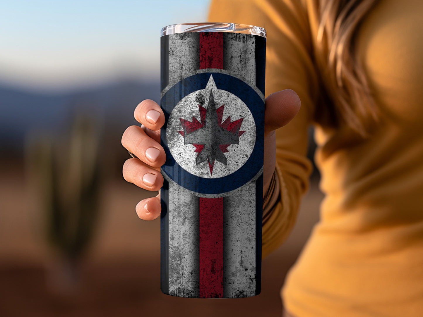 Vintage Canadian Flag Travel Tumbler with Maple Leaf Design