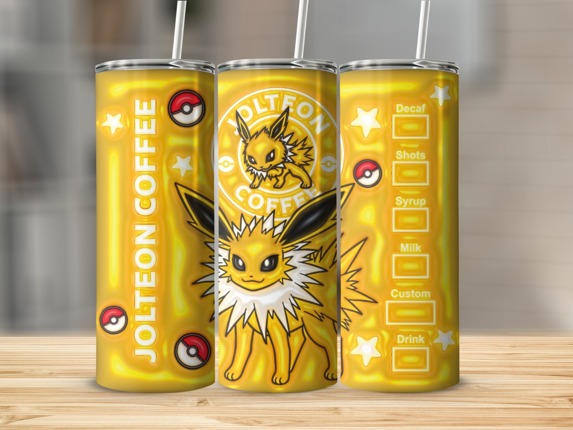 Jolteon Coffee Poké Ball Yellow Custom Drink product type