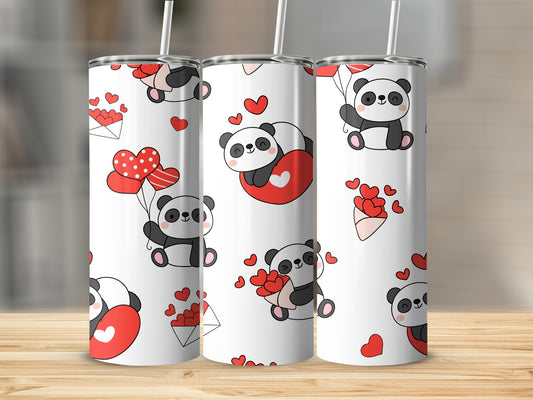 Cute Panda Love Hearts Design Tumbler Product